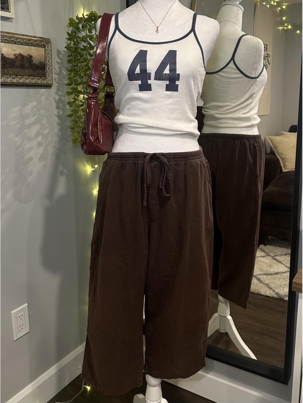 Brown Cotton Wide Leg Drawstring Pants 🤎